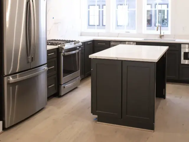 Wood-look laminate flooring in a finished interior