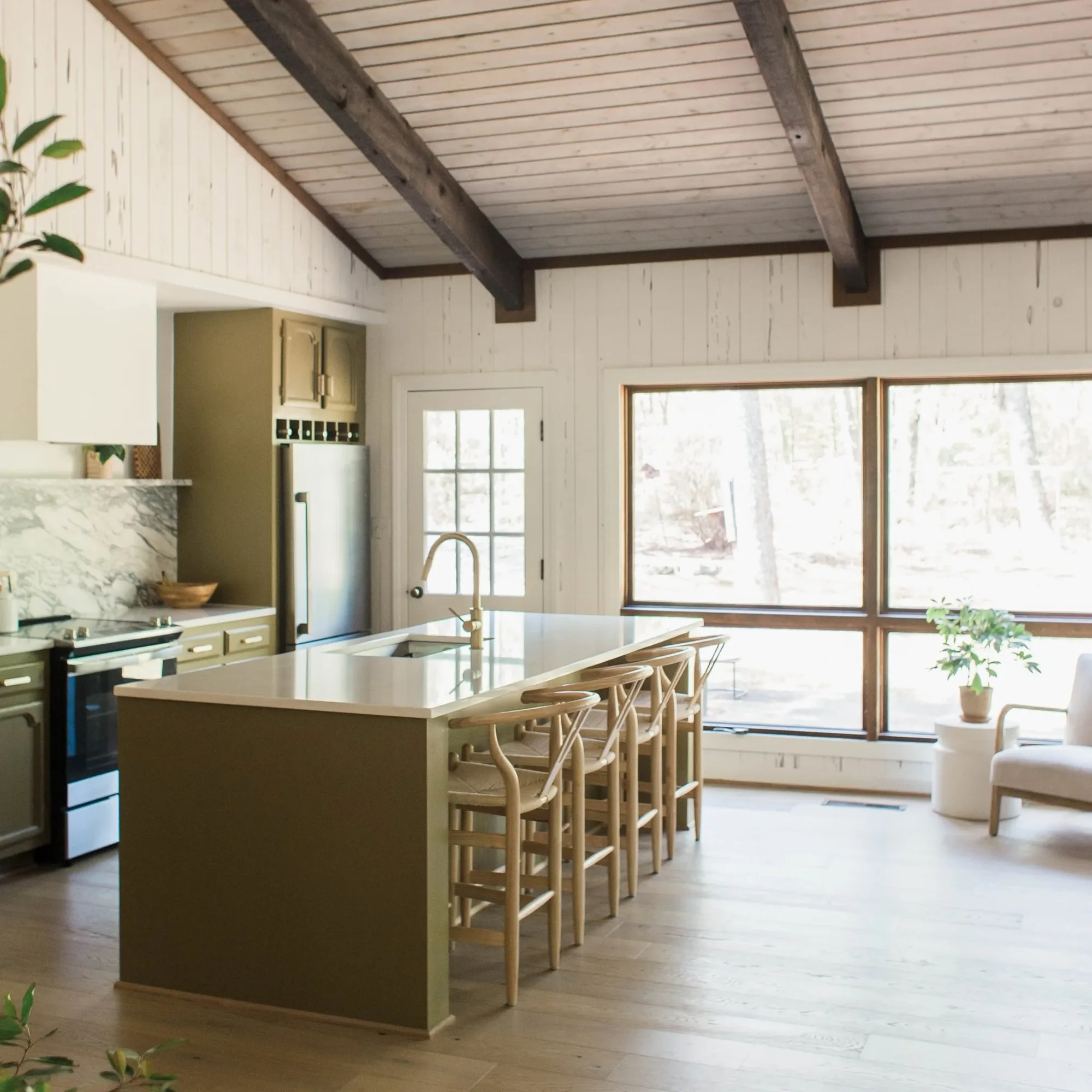 Warm hardwood flooring in a finished interior