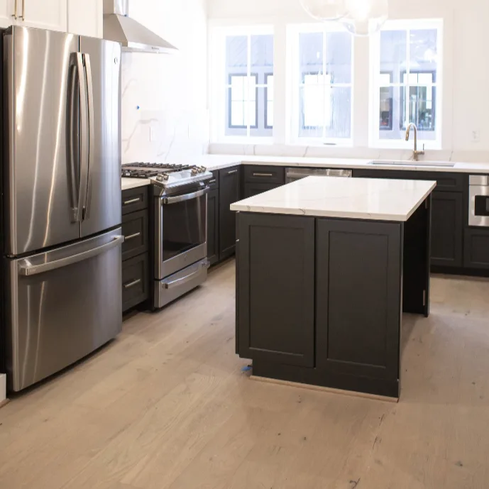 Wood-look laminate flooring in a finished interior